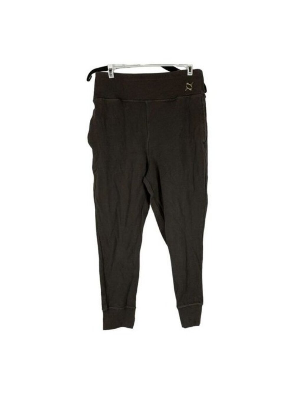 Puma Womens Jogger Sweatpants Size M Black Ribbed Stretch Performance Wear